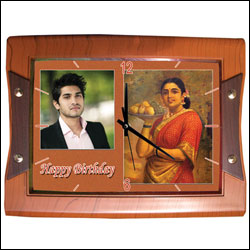 "Customised Wall Clock with Ravi Verma Painting (For Bridegroom) - Click here to View more details about this Product